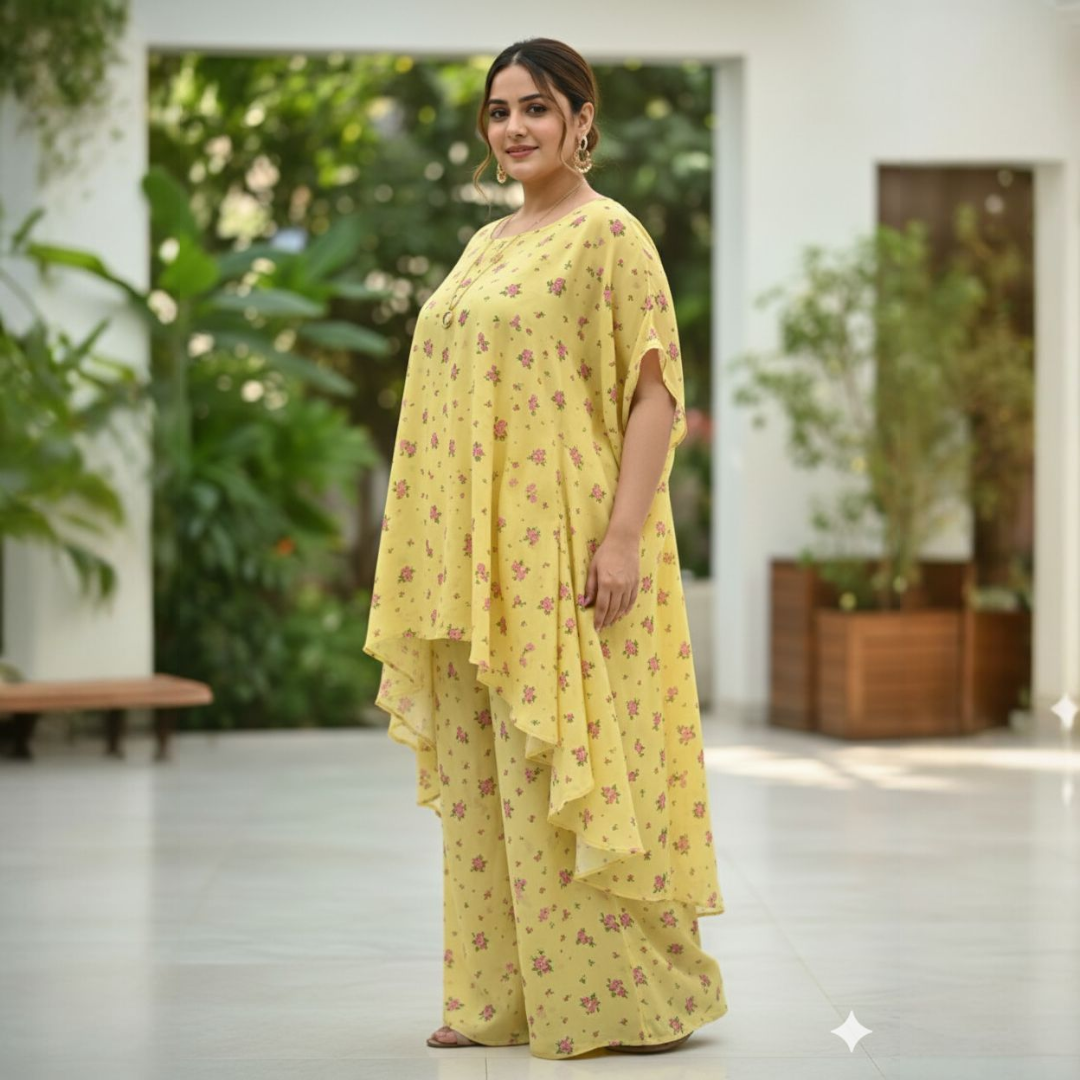 Yellow Kafthan Cord Set