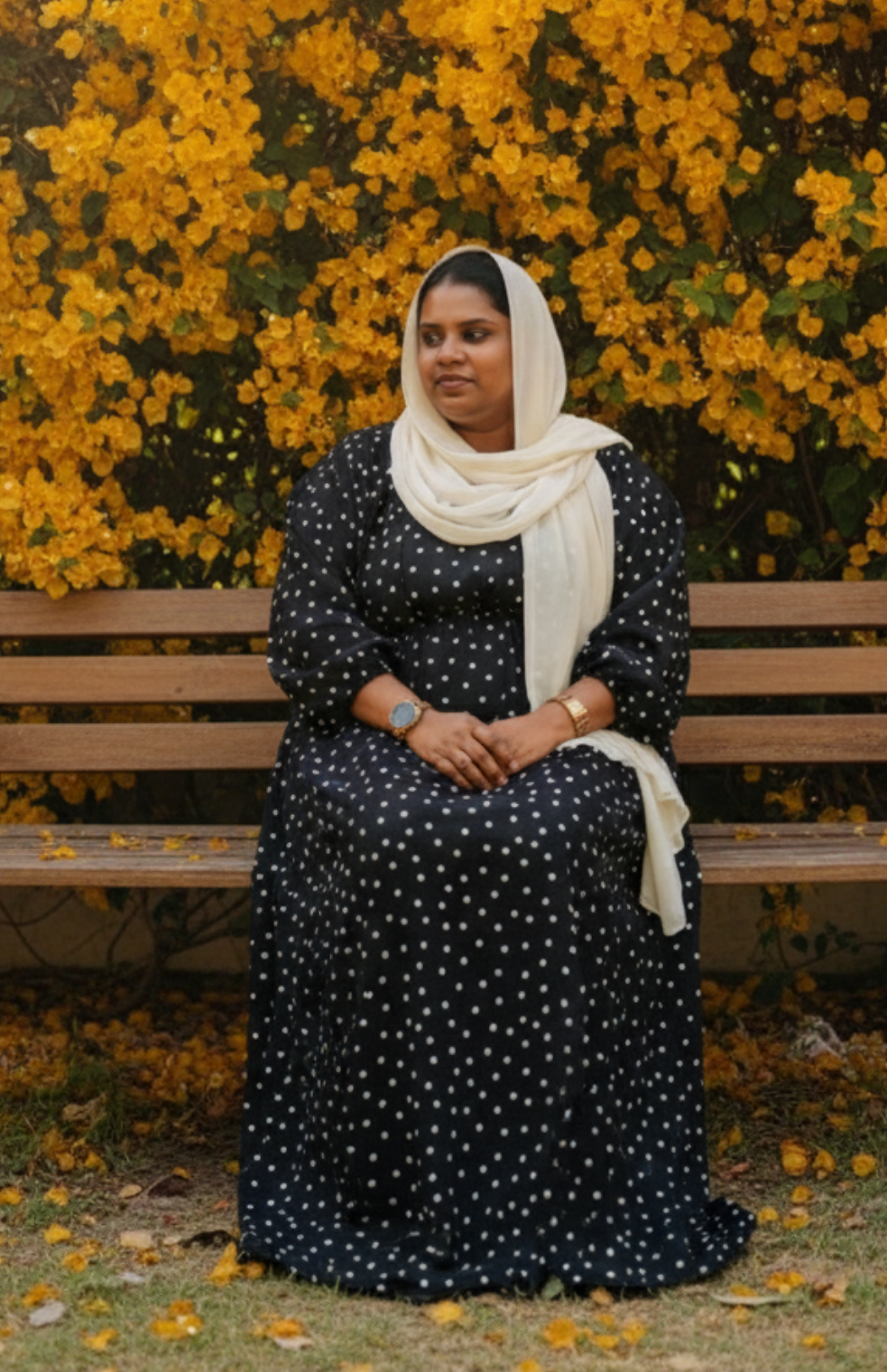 Black Dot Print Gown