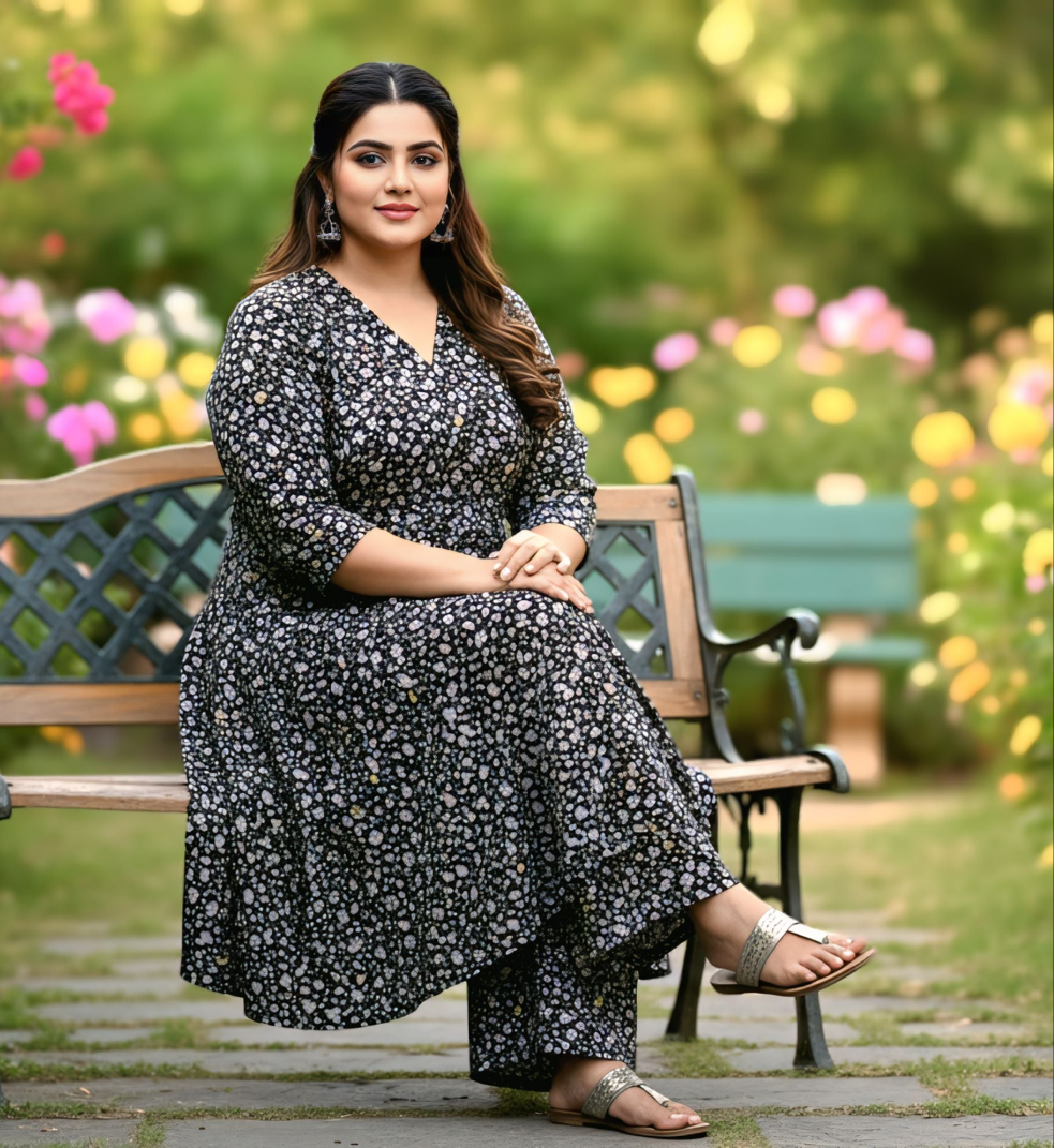 Black Florel Cord Set