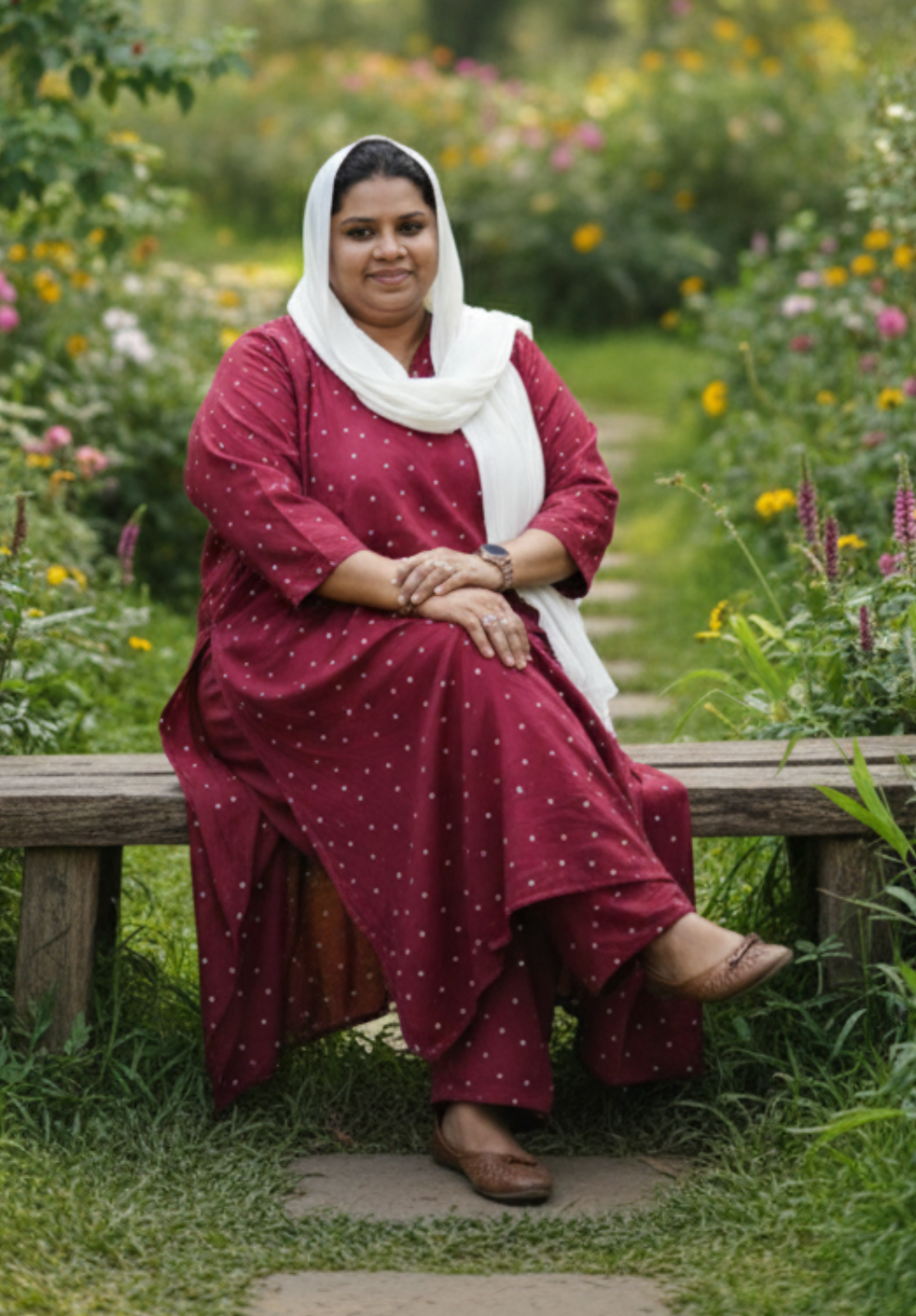 Meroon Polka Cord Set