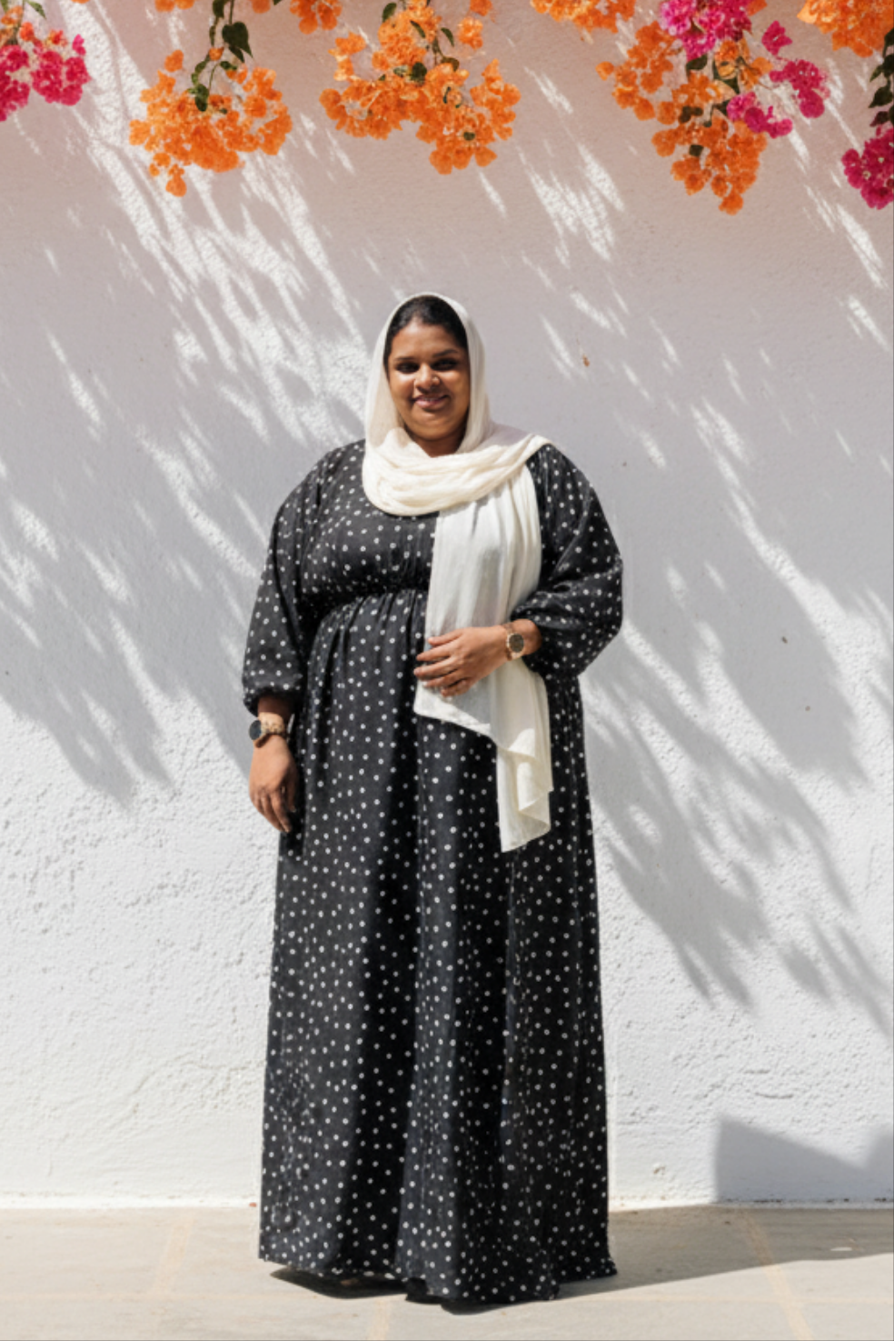 Black Dot Print Gown