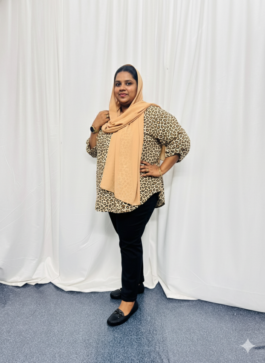 Beige Tiger Print Top