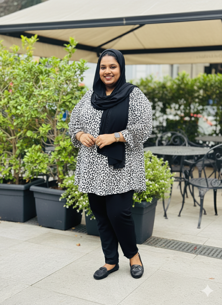 White tiger Print Top