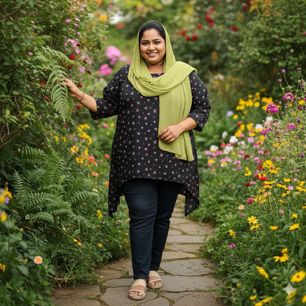 Black Florel Short Top