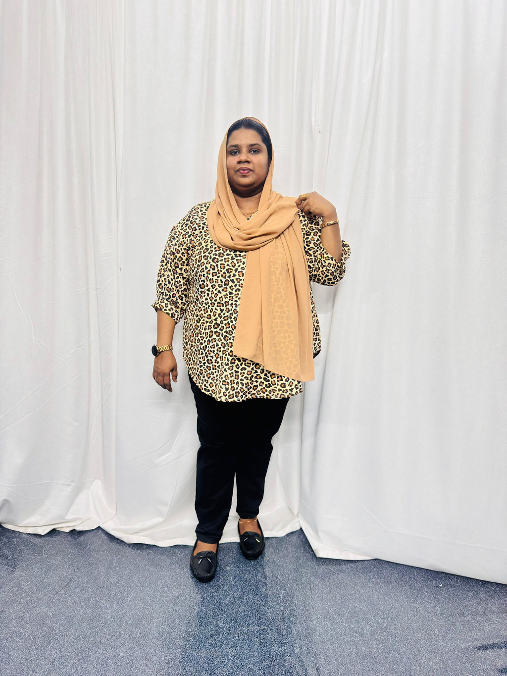 Beige Tiger Print Top