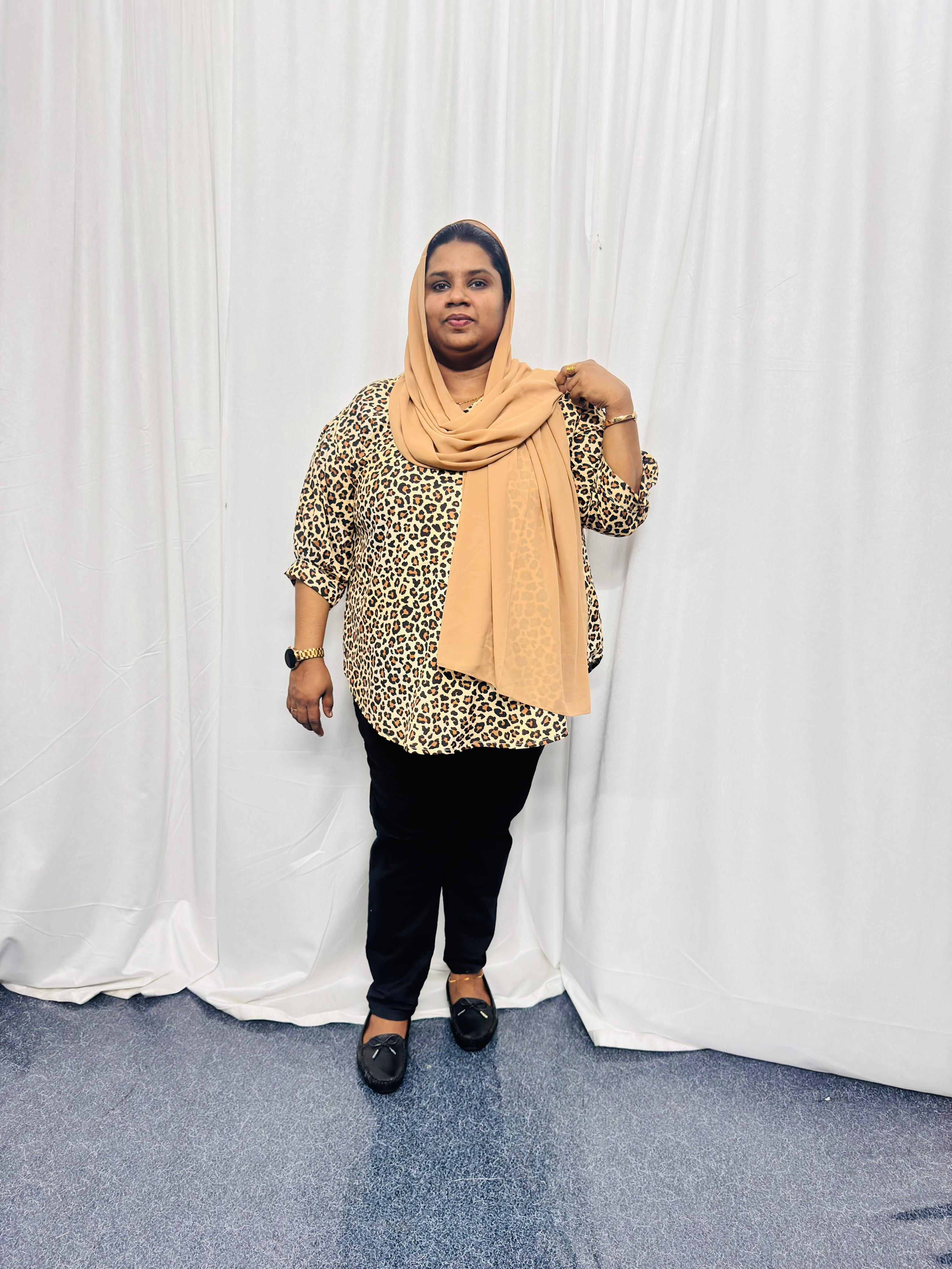 Beige Tiger Print Top