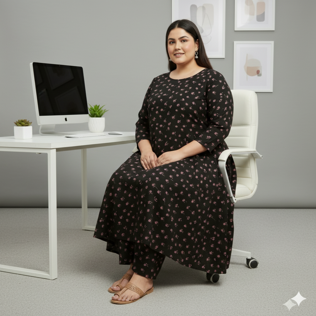 Black Small Florel Cord Set