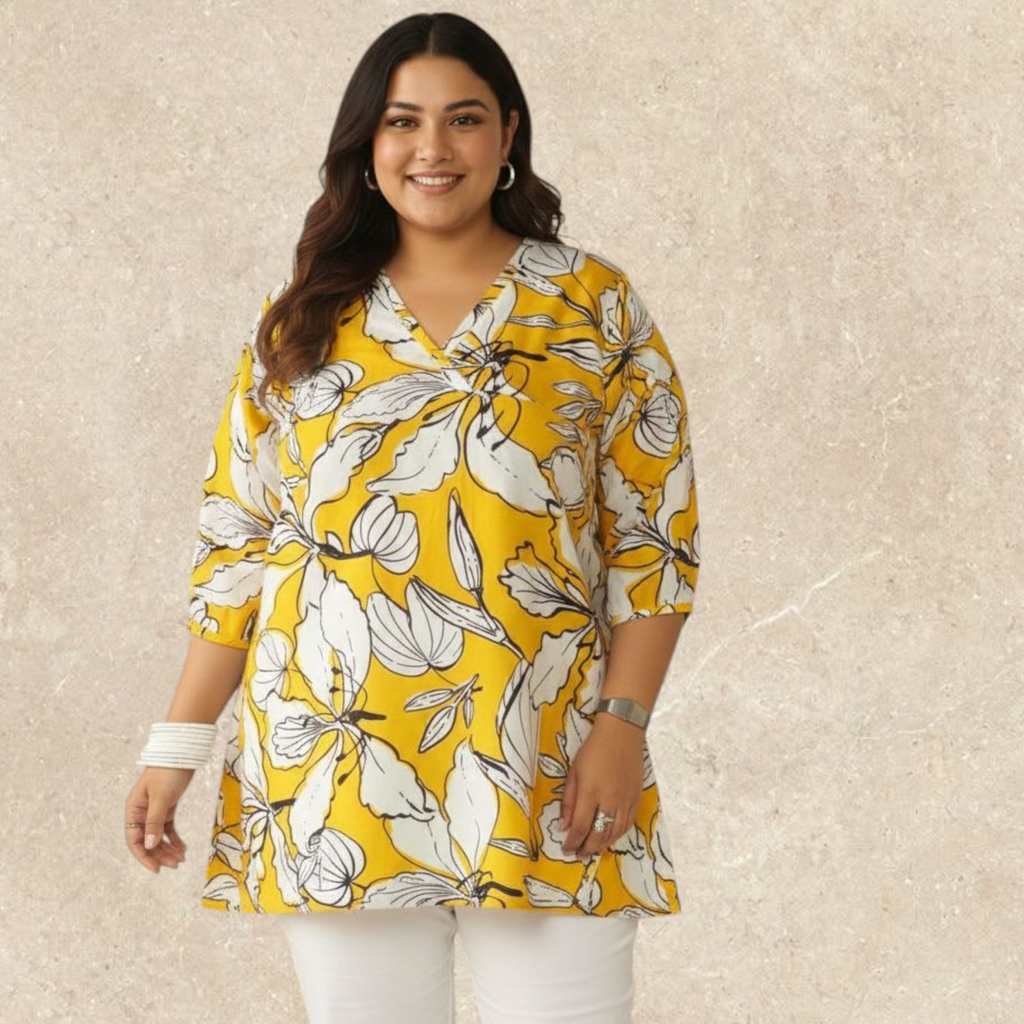 Yellow Printed Florel Top