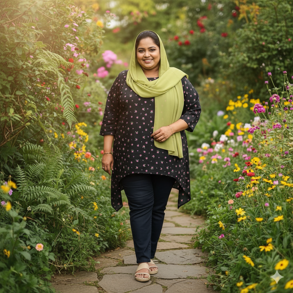 Black Florel Short Top