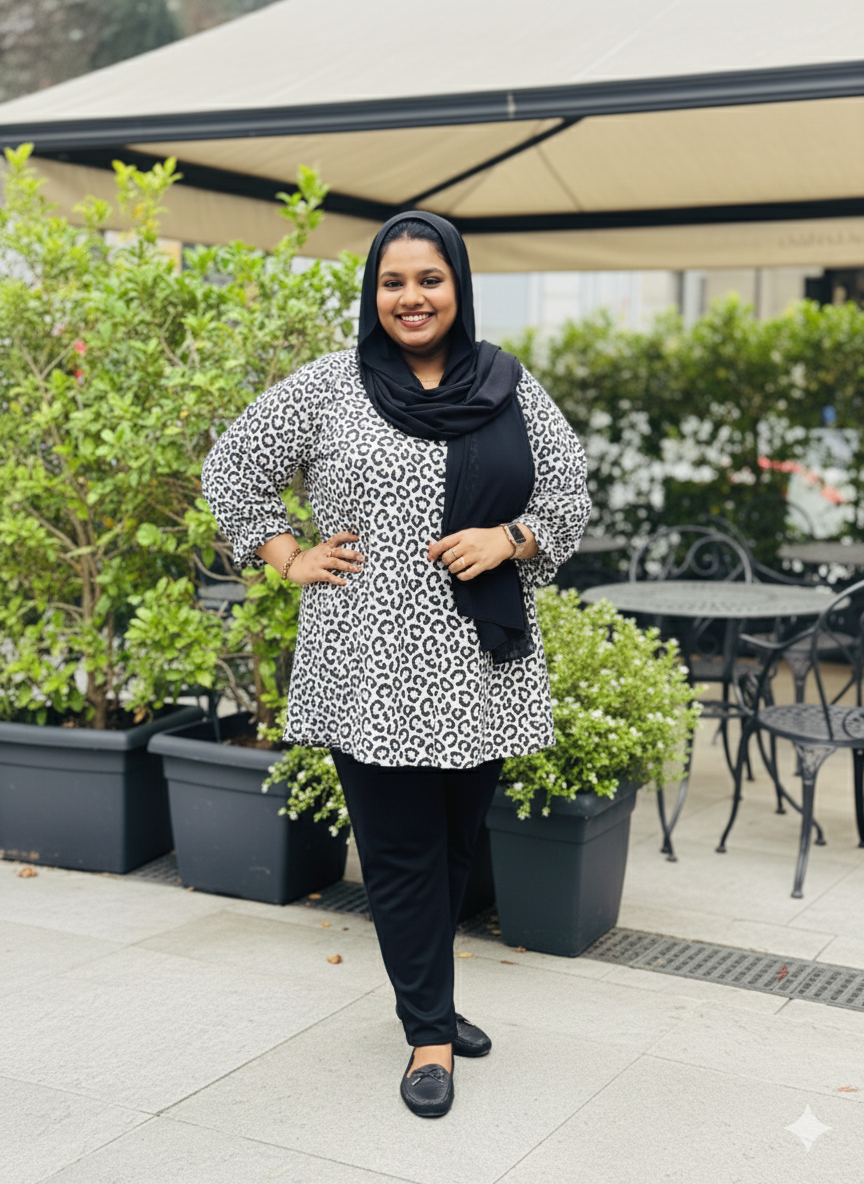 White tiger Print Top