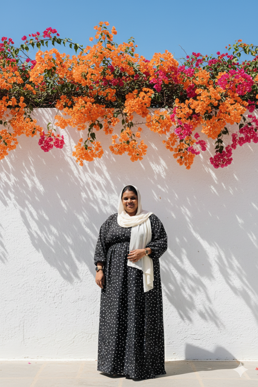 Black Dot Print Gown