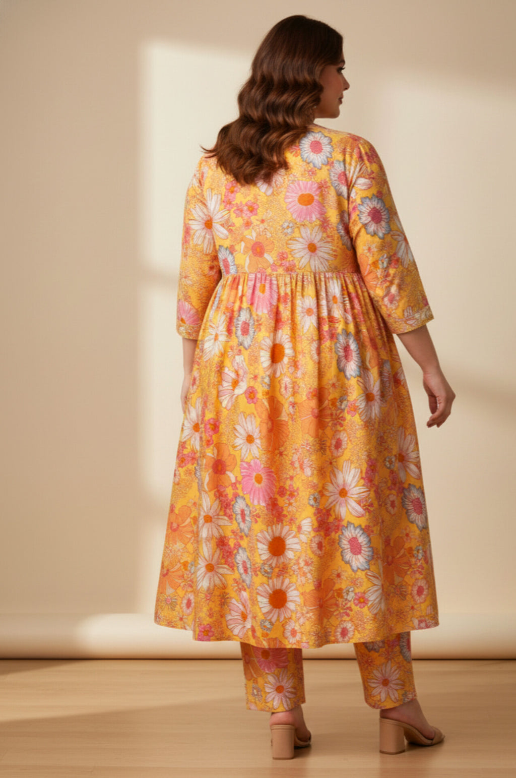 Orange Florel Maternity  Cord Set