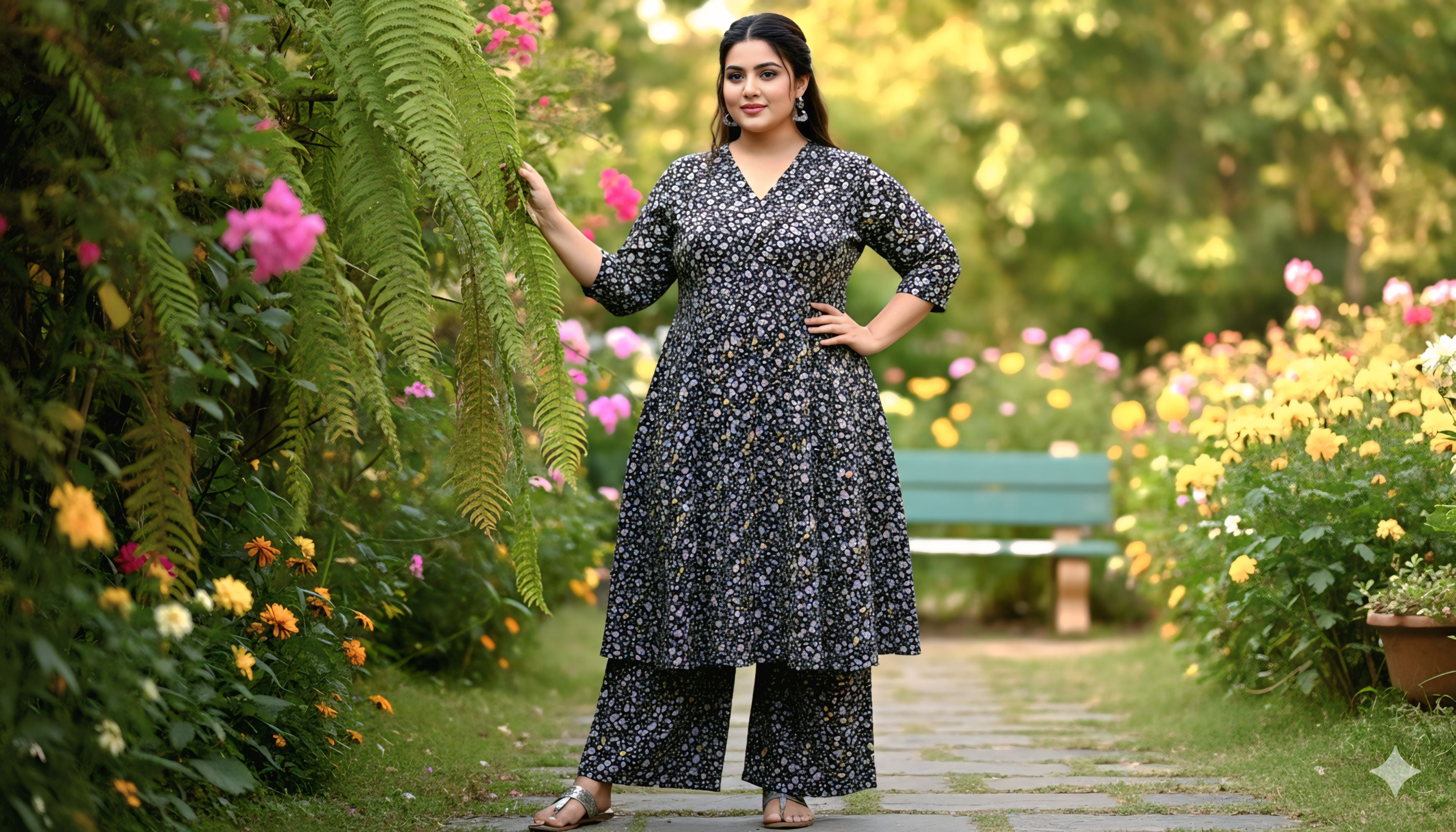 Black Florel Cord Set