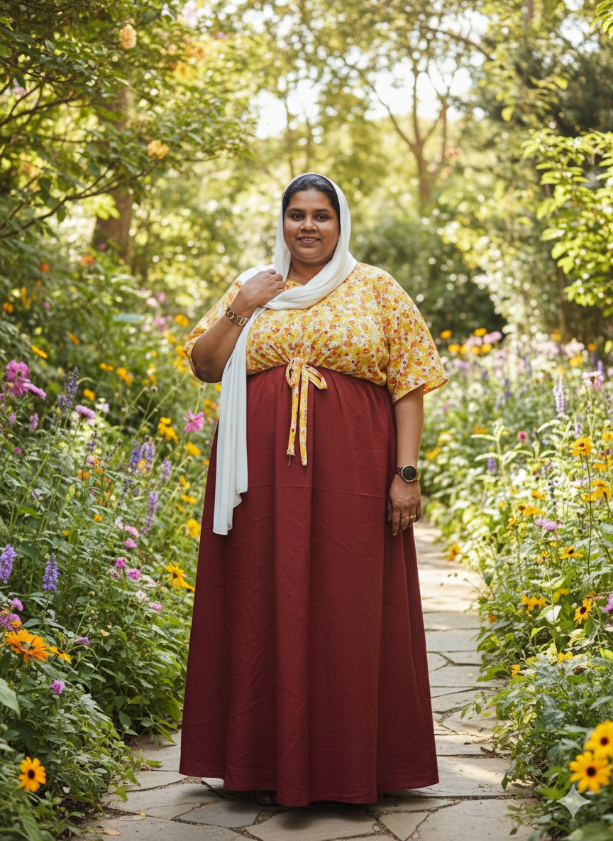 Yellow Floral Kaftan Gown
