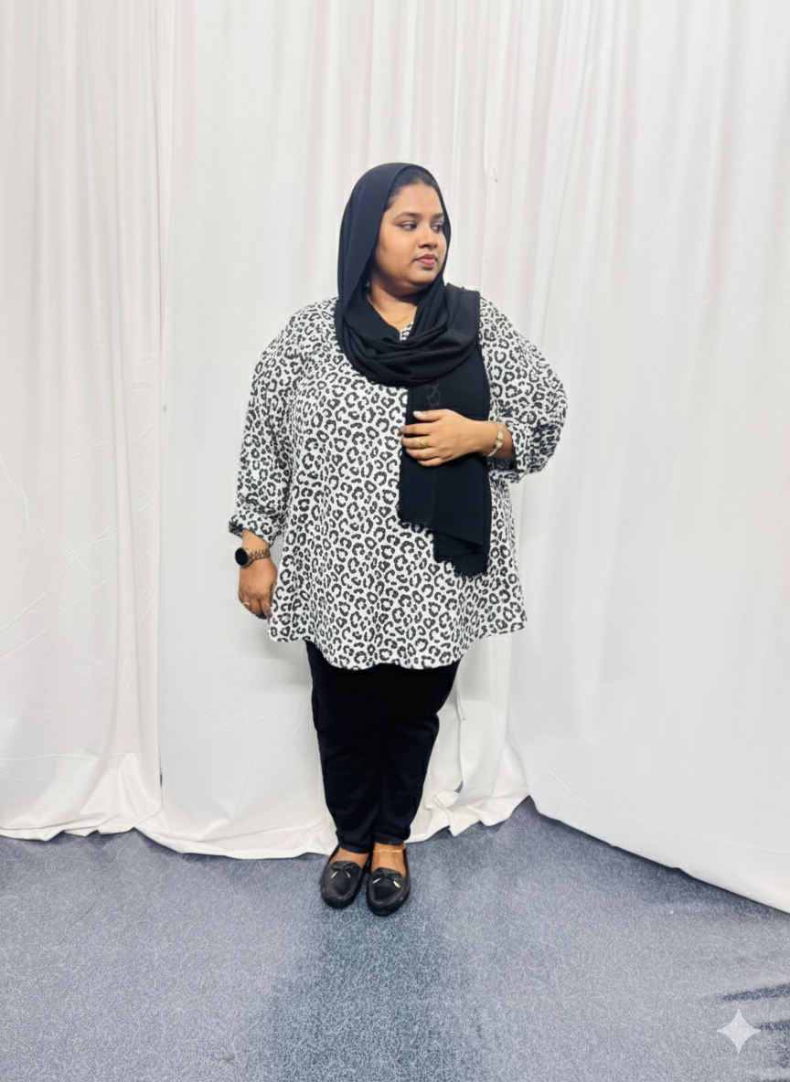 White tiger Print Top