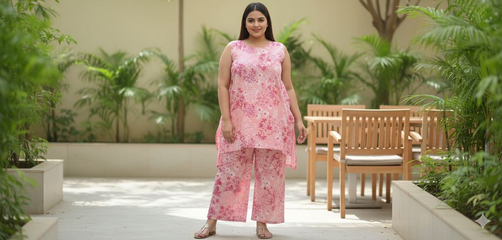 Floral Peach Cord Set