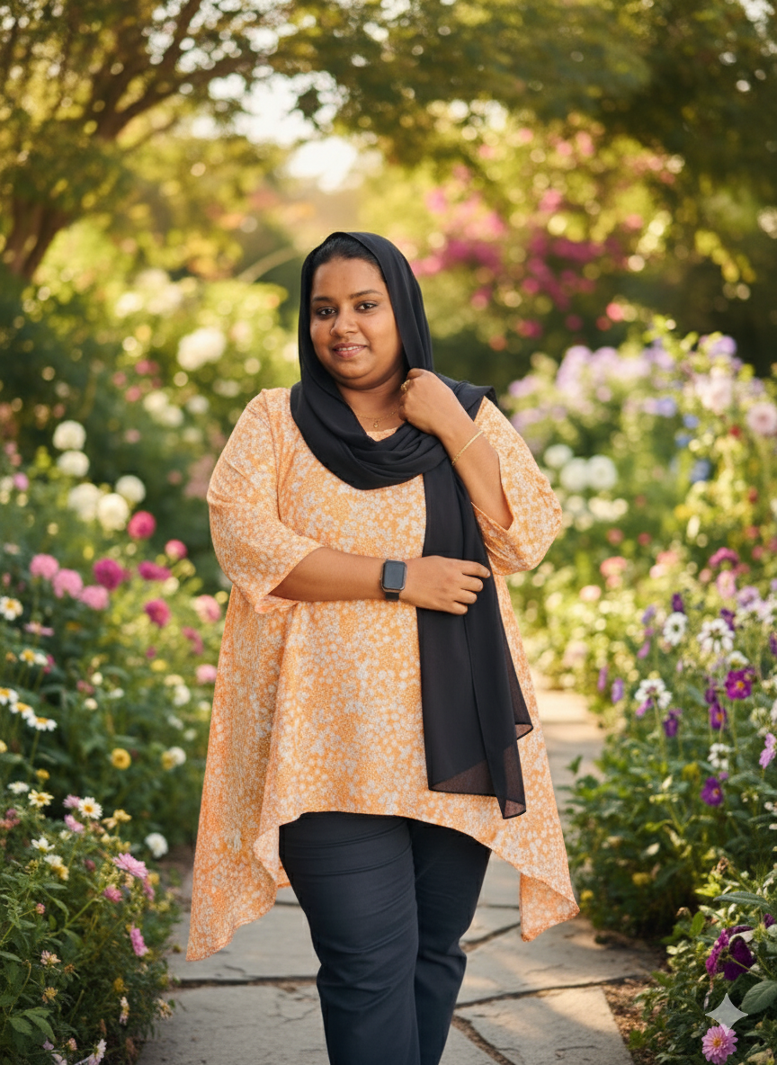 Orange Florel Short Top