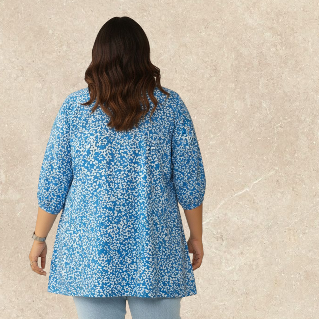 Blue Printed Floral Top