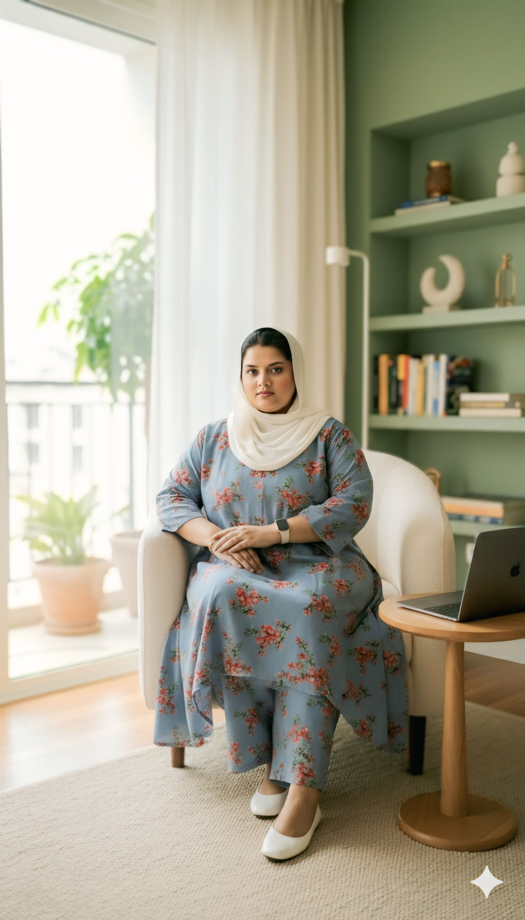 Grey Florel Cord Set