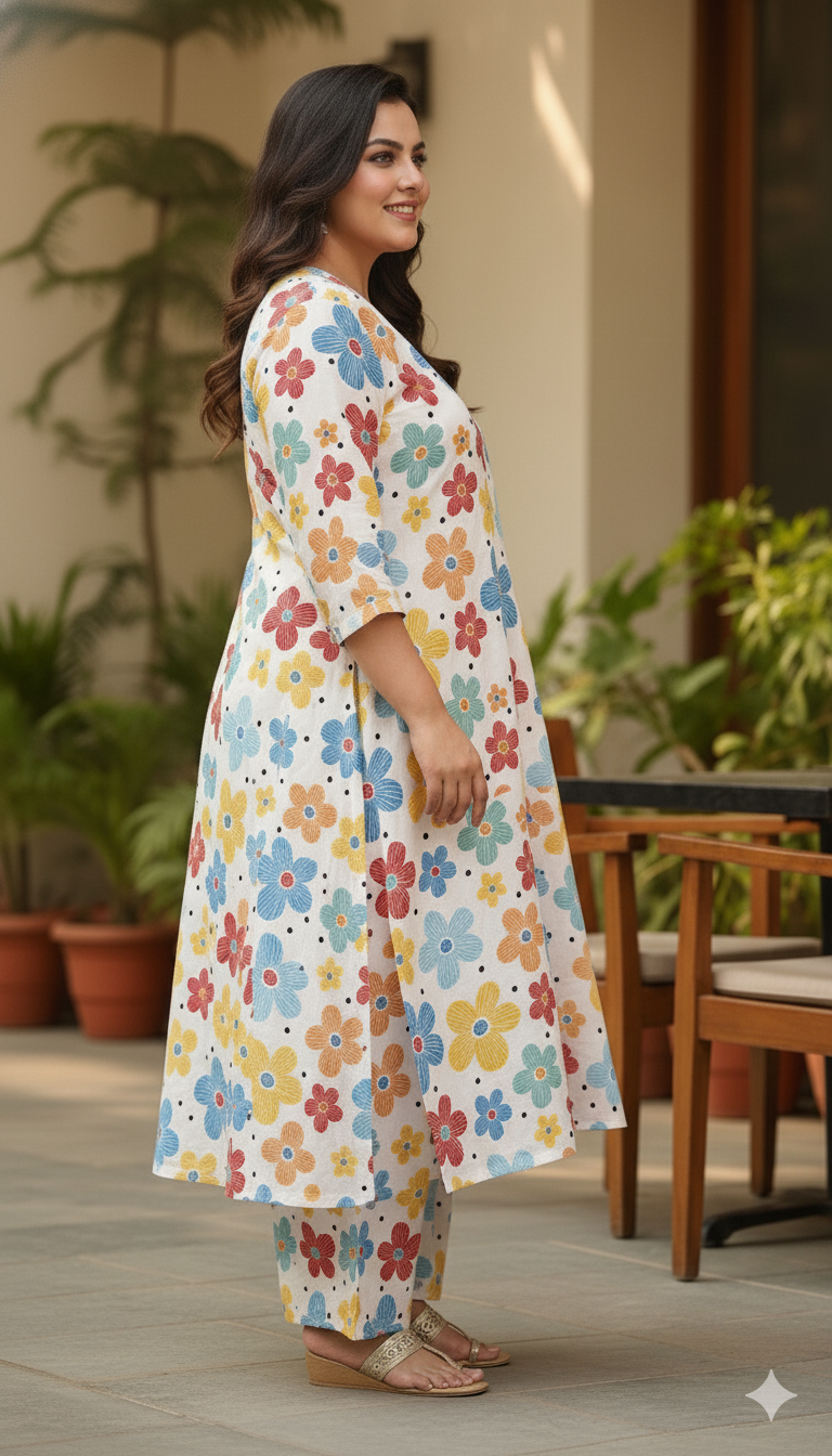 White Flowers Cord Set