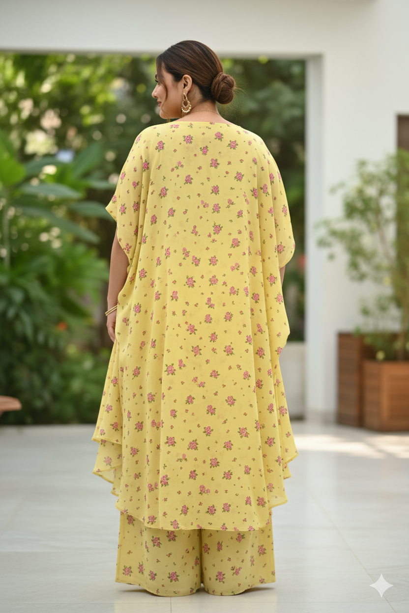 Yellow Kafthan Cord Set