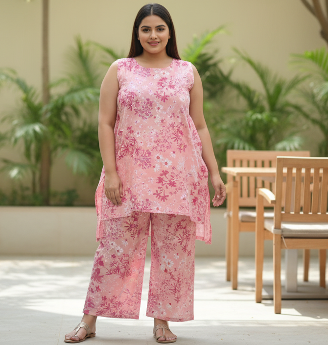 Floral Peach Cord Set