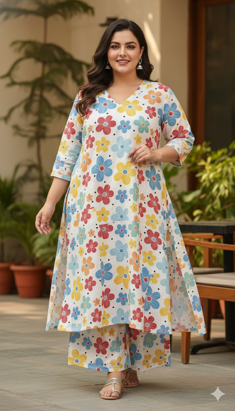 White Flowers Cord Set