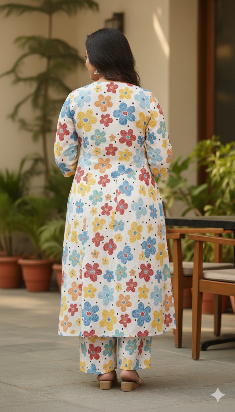 White Flowers Cord Set