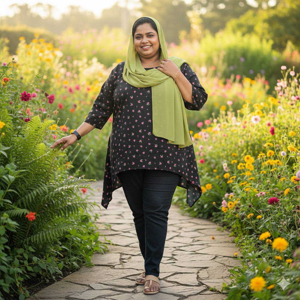 Black Florel Short Top