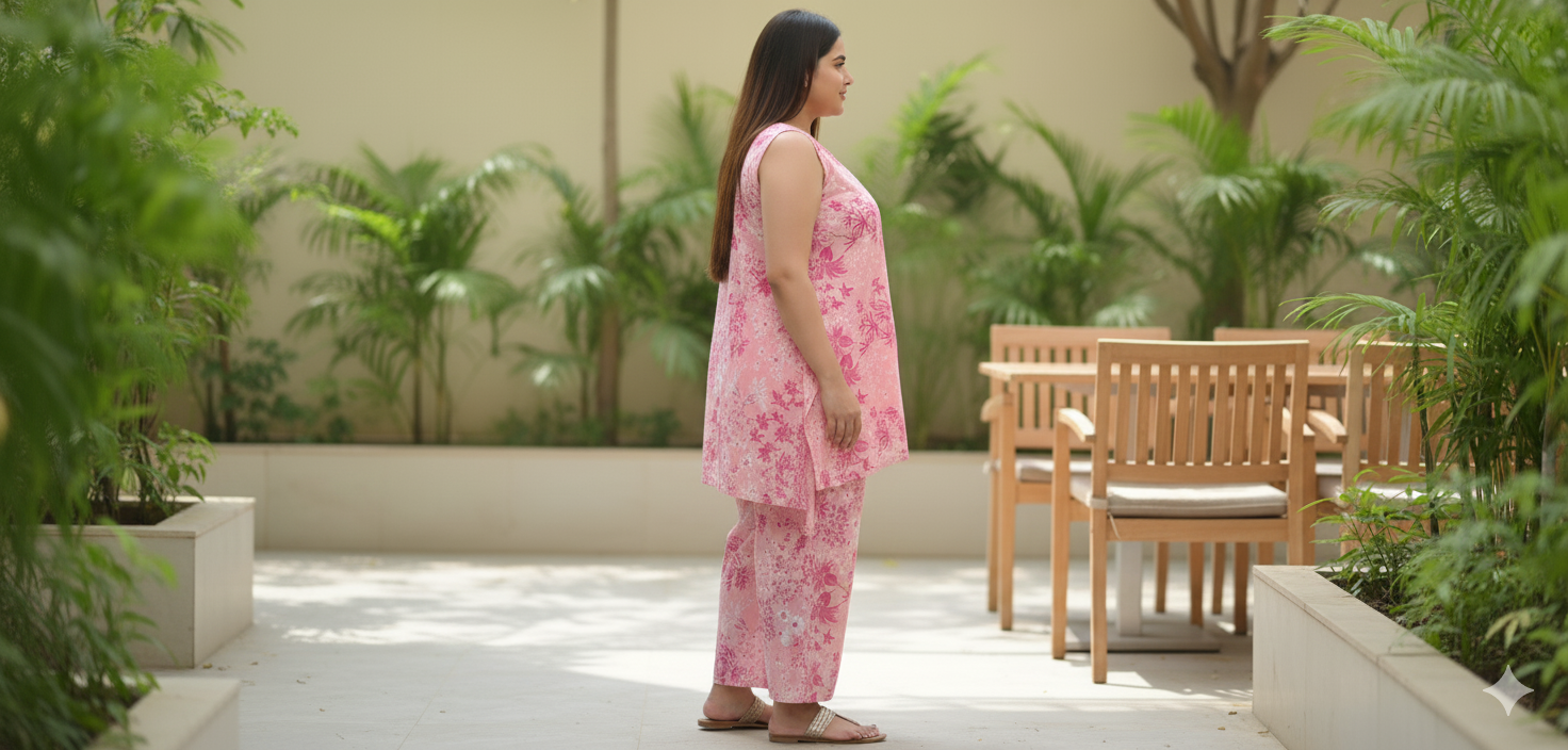 Floral Peach Cord Set