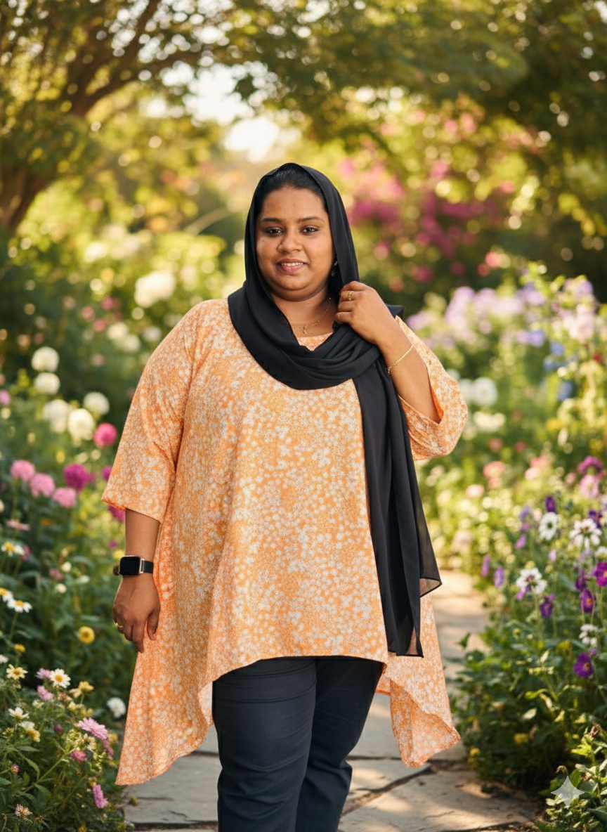 Orange Florel Short Top